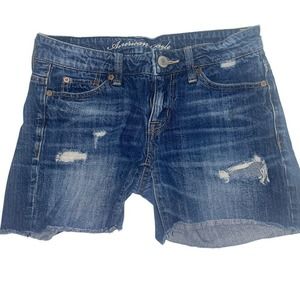 American Eagle Outfitters Cut Off Jeans Shorts Shortie Low Rise Size 00 Distress